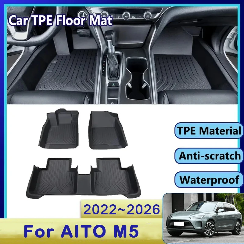 

Hard TPE Car Floor Mat For AITO M5 Seres M5 2022 2023 2024 2025 2026 5seat Waterproof Pad Foot Carpet LHD Cover Auto Accessories