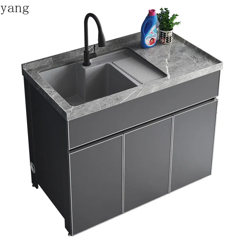 LHM  Aluminum Alloy Balcony Washing Machine Integrated Cabinet Combination Terrace Laundry Sink Sink Basin