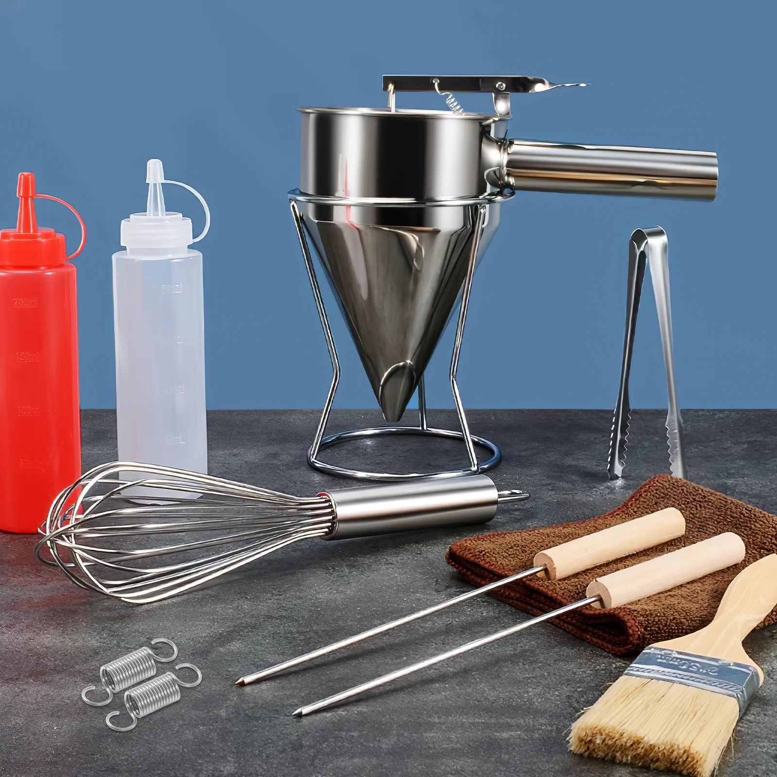 

3pcs Funnel Spring Kitchen DIY Dispenser Repairing Handheld Batter Stainless Steel Tool Octopus Balls Pancake Dispenser Spring