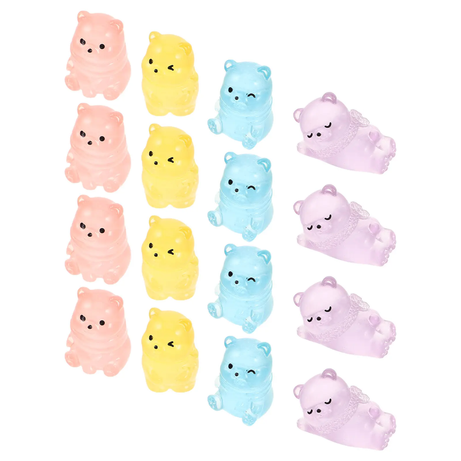 40Pcs Glow in Dark Mini Resin Bears Cute Nighttime Decor for Bedrooms Living Spaces Office Fairy Garden Aquarium Craft DIY