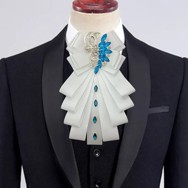 luxury Rhinestones Bow Ties for Men's Wedding Collar Flower Handmade Jewelry Gifts High-end French Business Suit Shirt Bow-ties