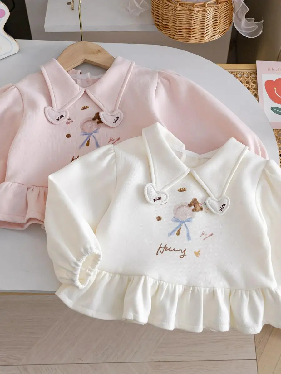 Sudadera Coreana de Primavera/Otoño para Niña, Informal, Versátil, con Cuello de Muñeca, Estampado, Ajuste Holgado, Manga Larga