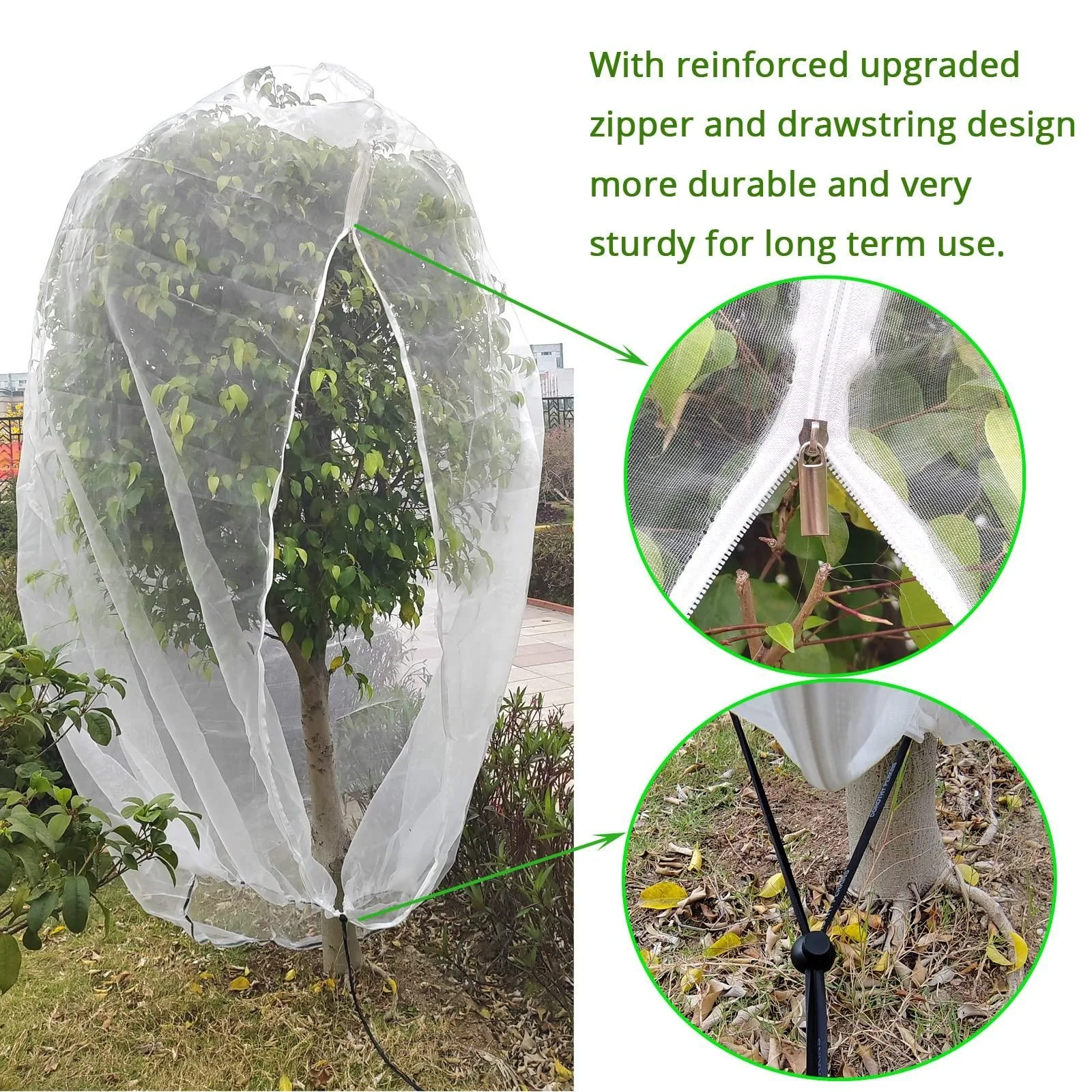 Large Fruit Tree Netting Bags with Zipper and Drawstring  Garden Birds Nettings for Cherry Apple Tree Blueberry Bushes