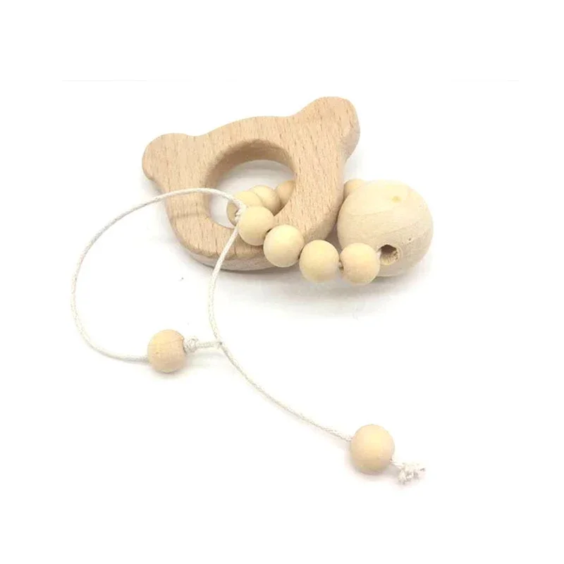 Bebê Anel De Dentição De Madeira, Segurança, Elefante, Urso, Coração, Coelho, Pulseira, Vara Molar, Artesanato DIY, Brinquedos Naturais, Presente