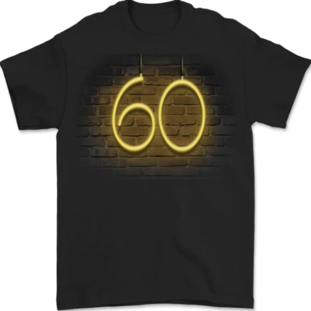 60th Birthday Neon Lights 60 Year Old Mens T-Shirt 100% Cotton