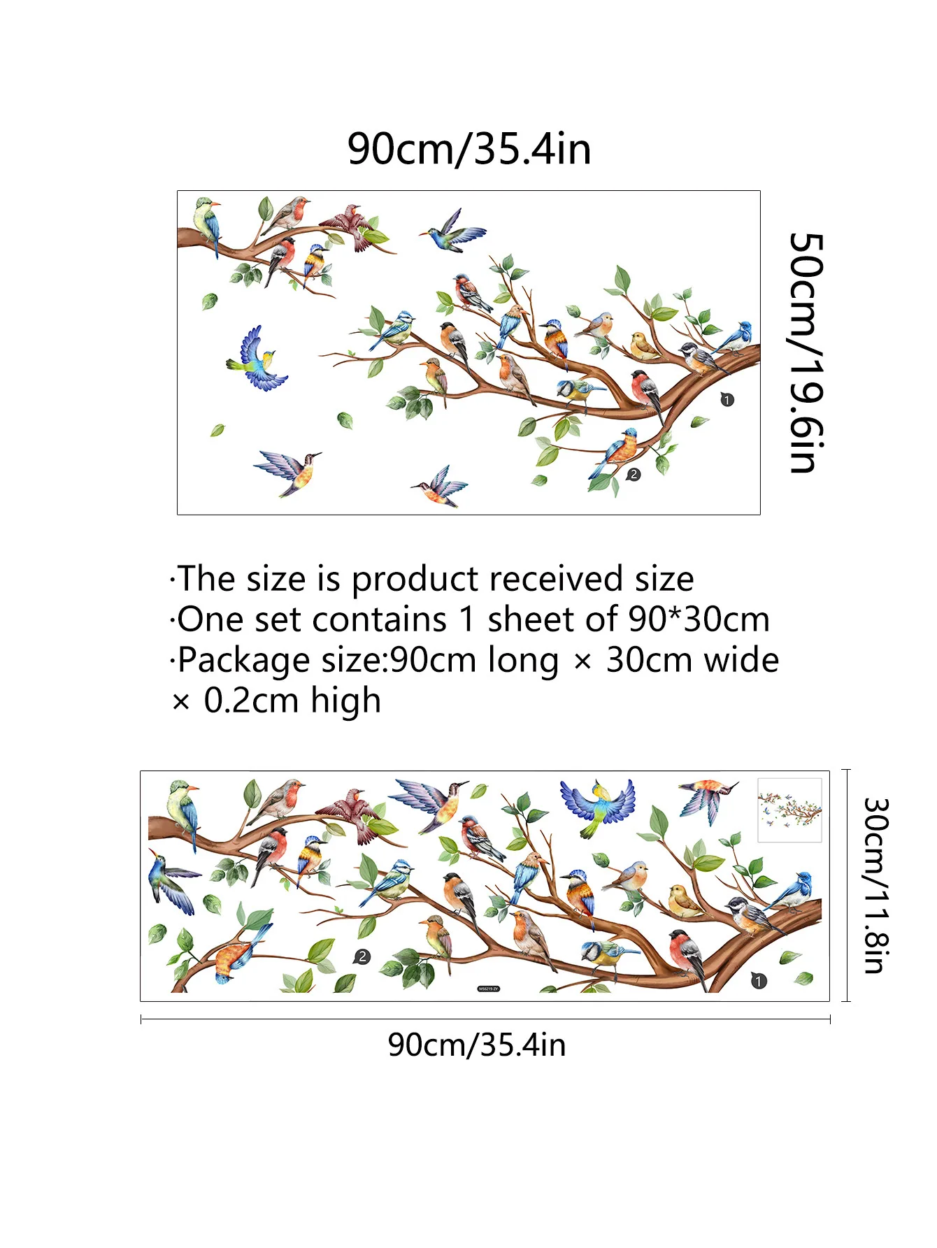 30*90cm gałęzie kreskówka ptak naklejki ścienne tło do salonu pokoju dziecięcego dekoracyjne naklejki ścienne Ms6219
