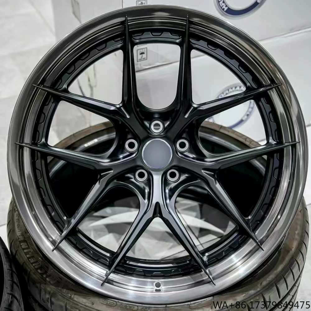 

Popular High Quality Customize 2 Piece Wheels 18-22 Inch Racing Car Wheels 5x112 5x120 5x114.3 Custom Brushed Black Forged Rims