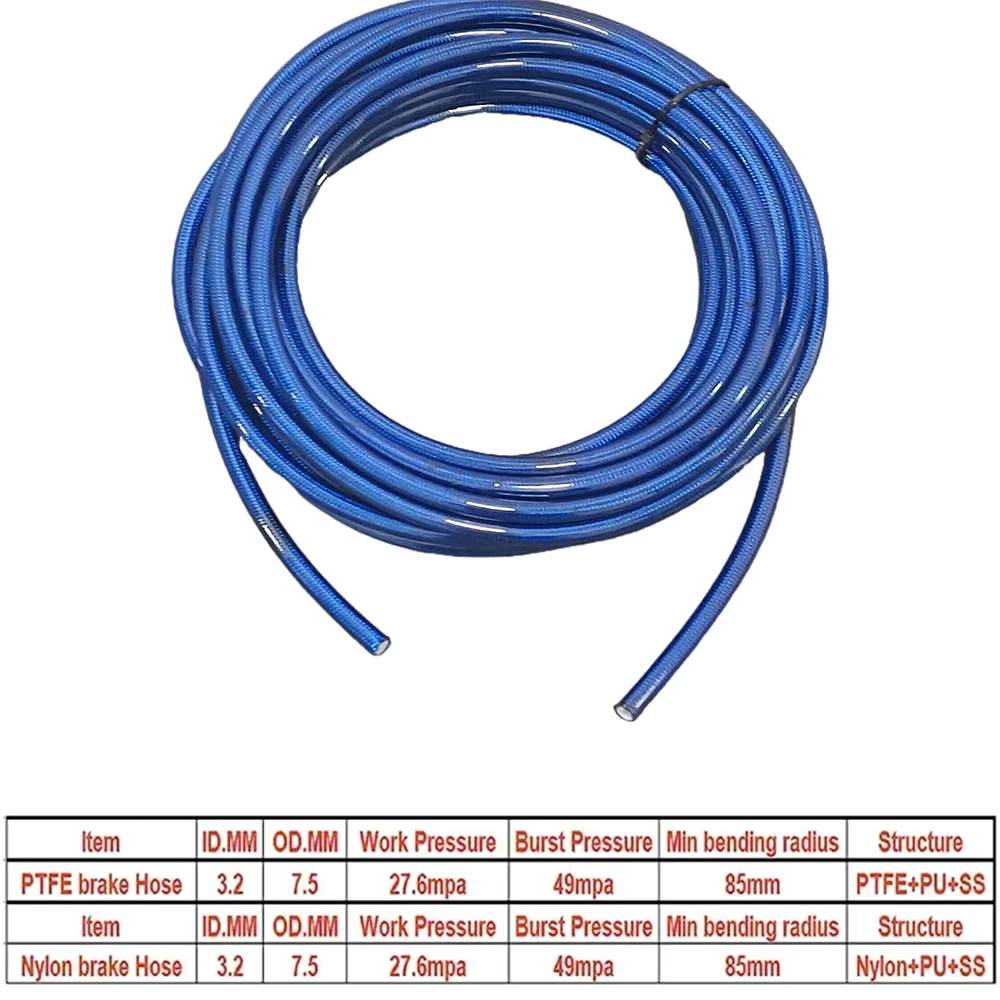 AN3 1M~10M Motorcycle Braided PVC Stainless Steel  Brake Pipe Line Hose Brake Line Gas Oil Fuel Tube Pipe Racing Brake Hose ﻿