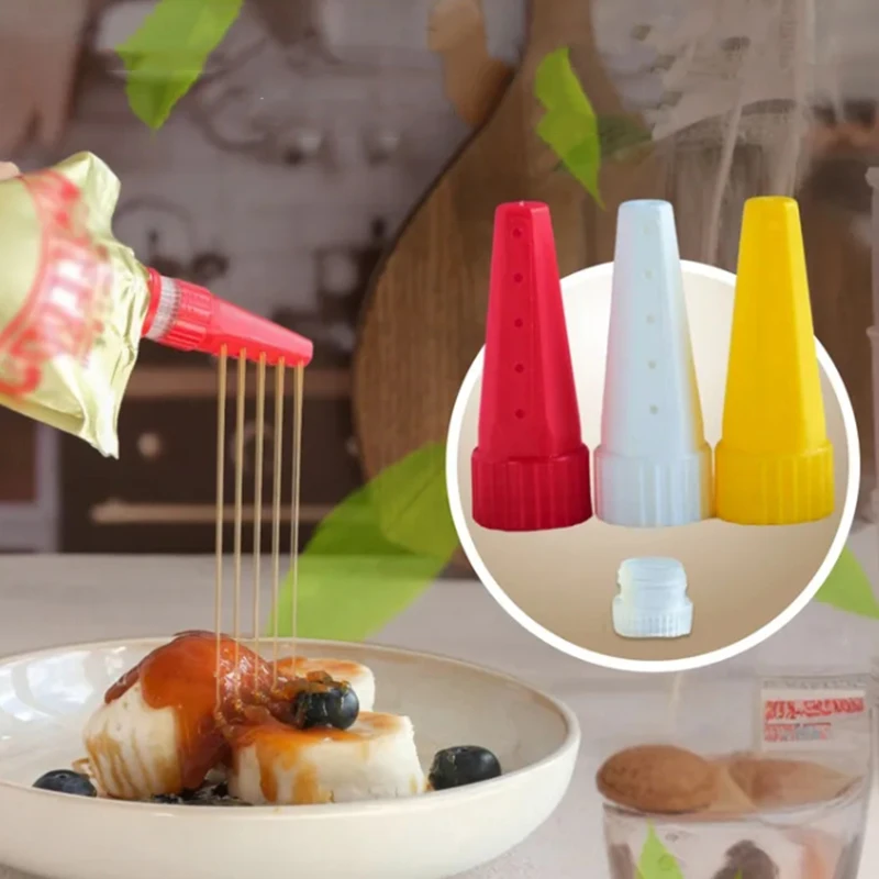 3Pcs Salad Sauce Syrup Jam Ketchup Squeeze Bottle Nozzle Salad Dressing Dispenser Piping Tip Food Grade PP Kitchen Gadgets