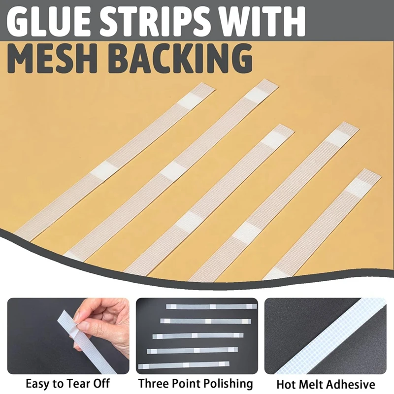 60 Pcs Glue Strips With Mesh Backing, 3/5 Inch Thermal Glue Strips For Book-Binding Repair For 101-130 Sheet Capacity-Retail