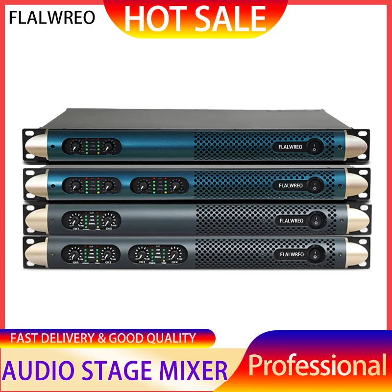 

FLALWREO KS2500 Power Amplifier 2/4 Channel 8 Ohm 1200W Audio Amplifier Digital Amplifier Audio DJ Stage Performance