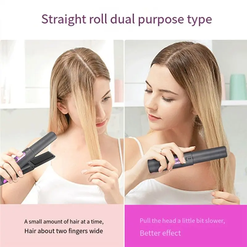 YCOC-Cordless Hair Straightener, Flat Iron 2 In 1, Portable With USB-C Rechargeable 5000Mah Battery, Plate Easy Install