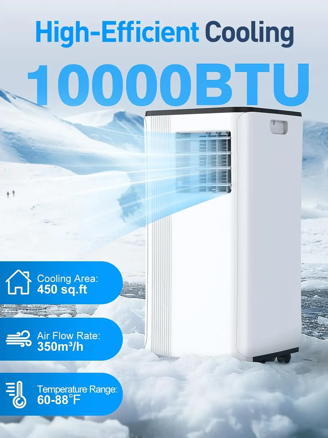 Portable Air Conditioners - 2026 Upgraded 10000 BTU Portable AC for Room up to 450 Sq. Ft, 3 in 1 AC Unit with 24H Timer, Smart