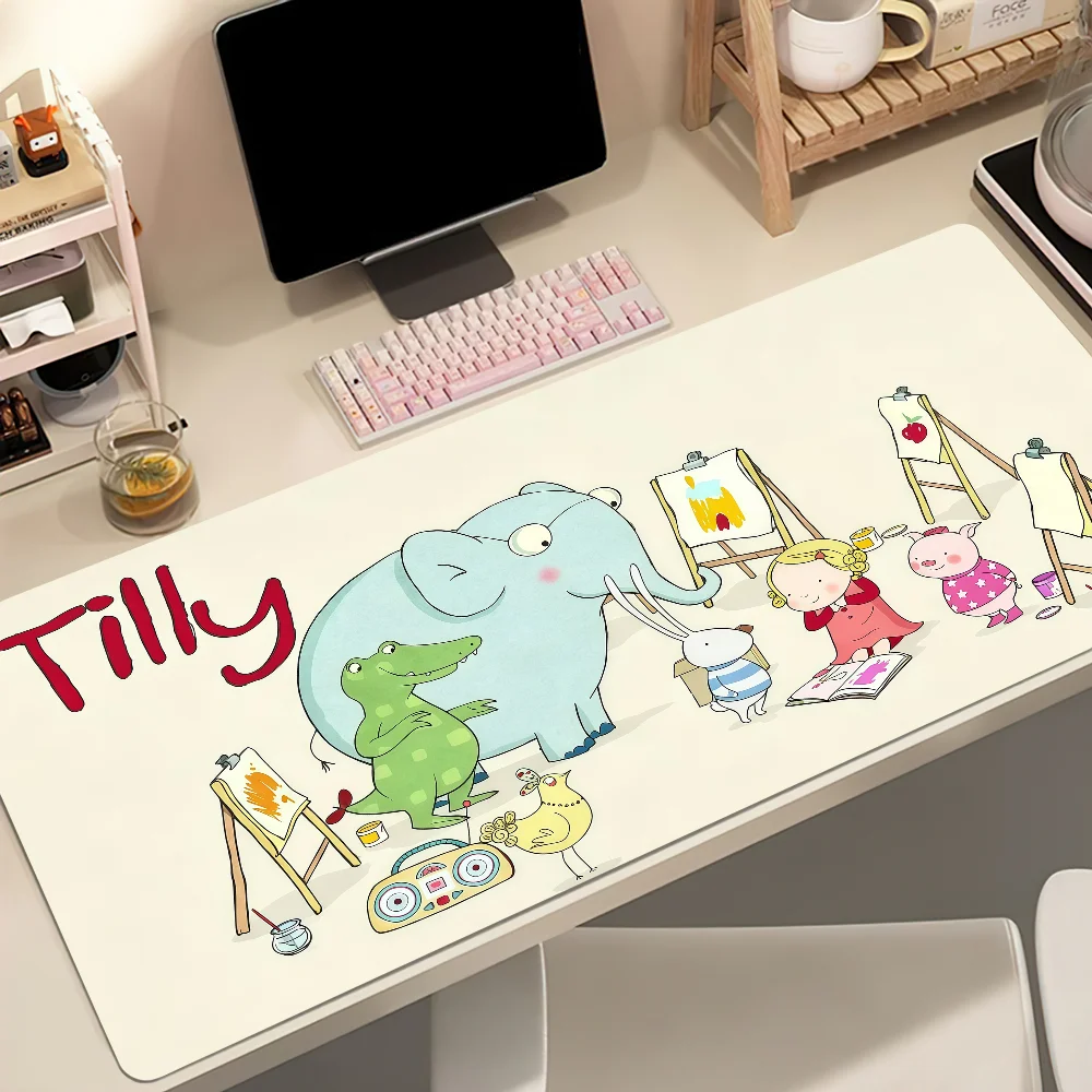 Cartoon T-Tilly And Friends Mouse Pad Large Non-slip Lockedge Desktop Computer Desk Mat Keyboard MousePad Office Gamer Student
