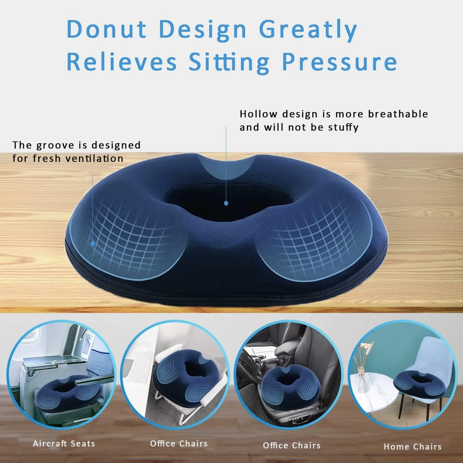 1pc Memory Foam Seat Cushion Massage Seat Anti Hemorrhoids Hip Push Up Yoga Orthopedic Comfort Foam Tailbone Pillow Car Office C