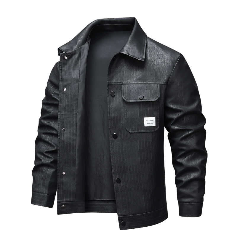 

Leather jacket men's slim fit Korean version trendy cool casual jacket lapel jacket men's top windproof casual jacket men