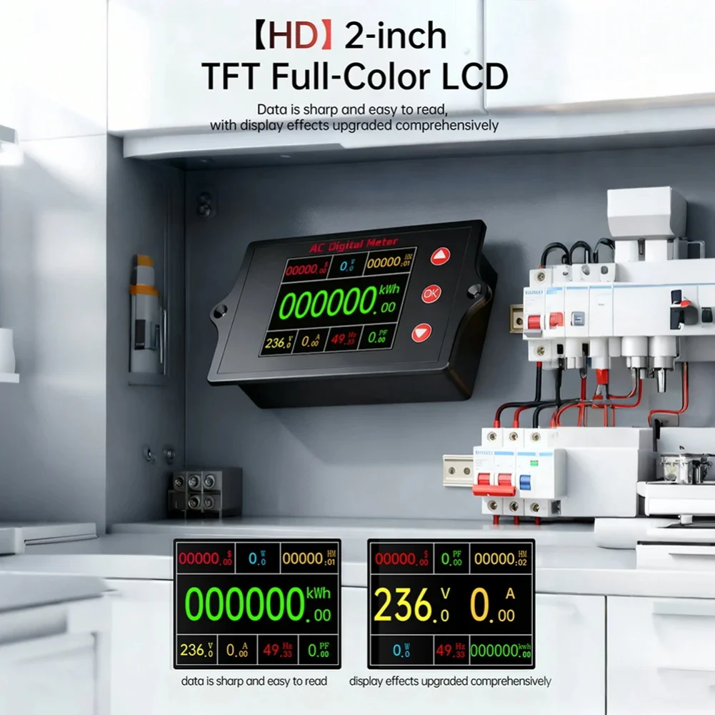 Digital Electricity Meter AC 80-260V 100A for Electronics Repair DIY Projects and Low High Voltage Environment Testing