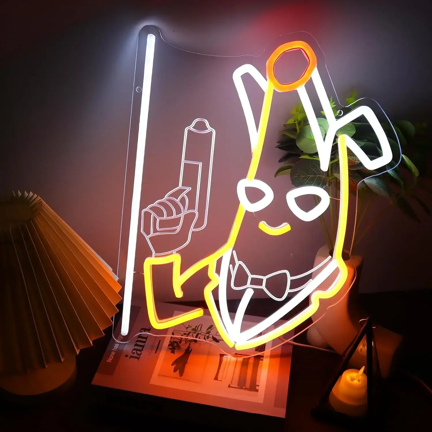 الموز القاتل النيون تسجيل مسدس ضوء الليل تسجيل LED عكس الضوء لغرفة اللعبة رجل الكهف بار حفلة عيد ميلاد ديكور هدية لمحبي اللعبة #1