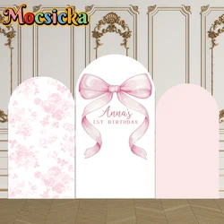Mocsicka 2-Sided Arch Cover Pink Now Ribbon Decoration Backdrop Baby Shower Arch Wall Kids Birthday Party Photo Banner Props