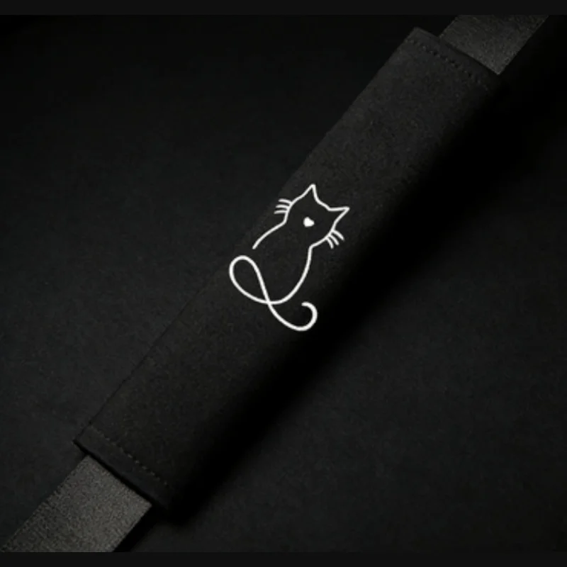 1Pair Embroidered Kitten Car Seat Belt Shoulder Pad Universal Ice Silk Cover Soft Textile Anti-Pinch Safety Interior Accessories