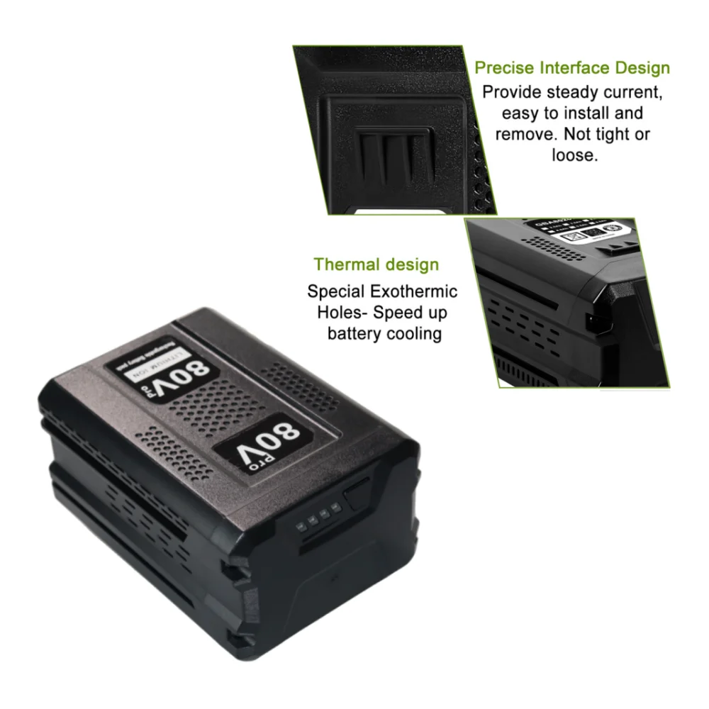 Imagem -03 - Substituição Bateria Recarregável para Greenworks Bateria de Iões de Lítio Gba80200 Gba80250 Gba80400 80v 6.0ah 8.0ah 10.0ah