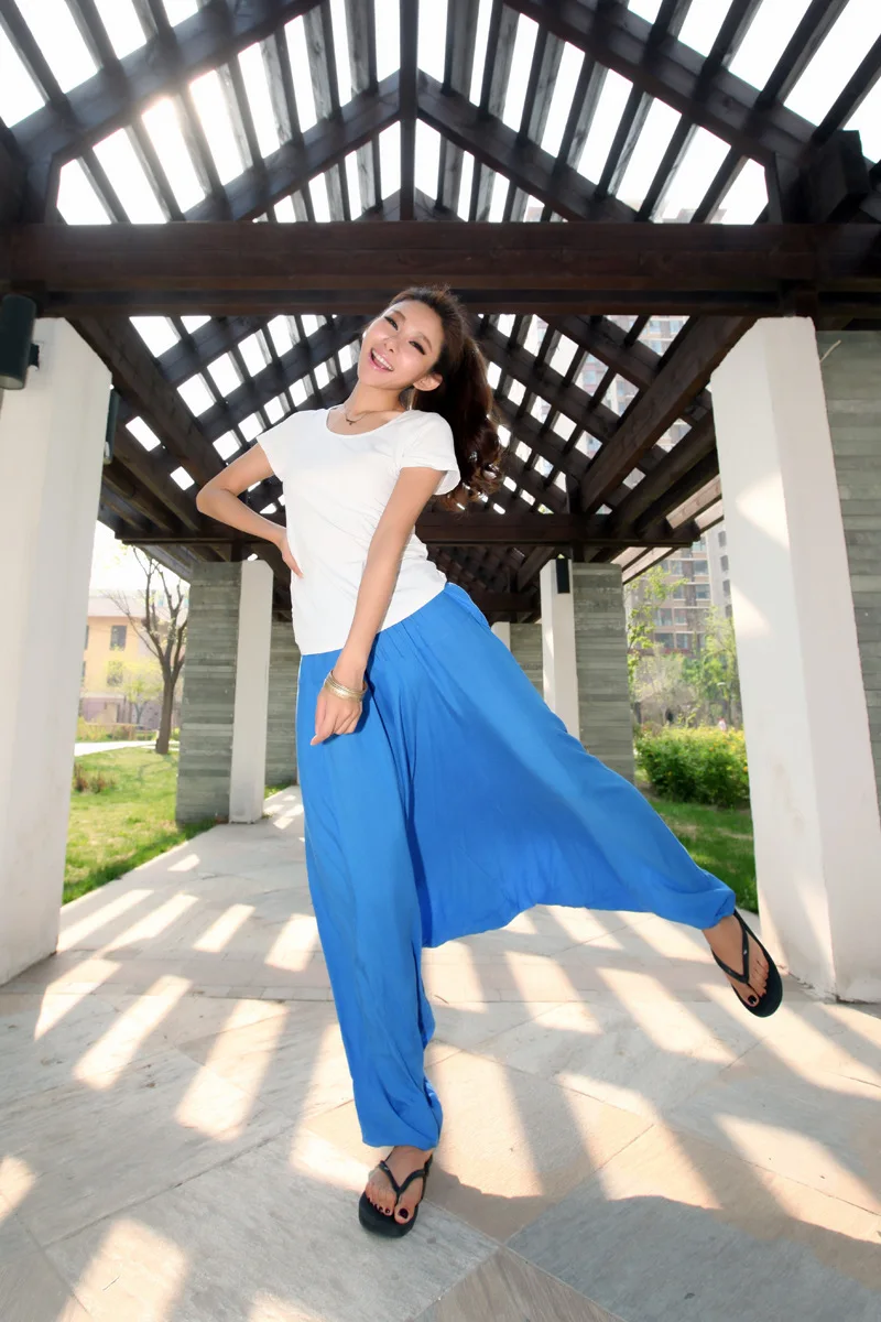 2026 Spring Women Casual Loose Harem Pants Solid Elastic Waist Summer Wide Leg Pants Plus Size Cotton Linen Trousers 4XL 5XL