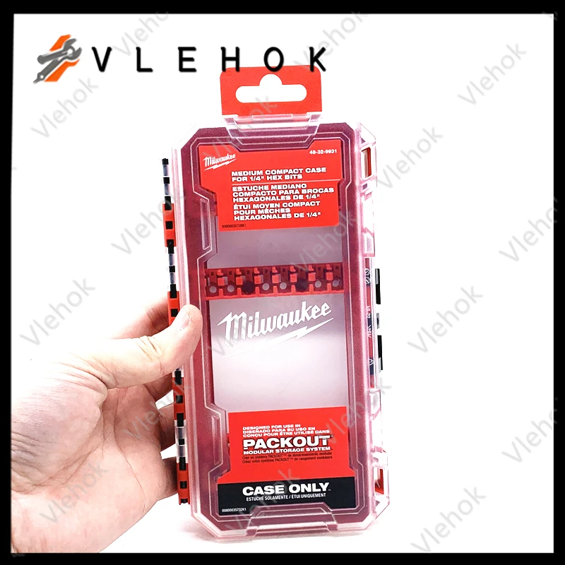 

48-32-9931 PACKOUT Компактный корпус среднего размера Сверла с поддержкой 1/4 дюйма Шестигранный полупрозрачный ящик для хранения аксессуаров для электроинструментов
