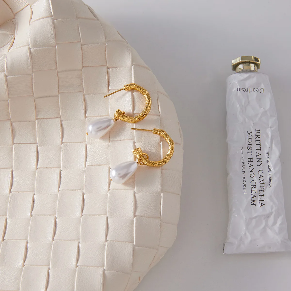 أقراط متدلية من اللؤلؤ المطلي بالذهب من Ars للنساء، حلق حلق مفتوح أنيق مع أقراط متدلية من اللؤلؤ من الفولاذ المقاوم للصدأ #5