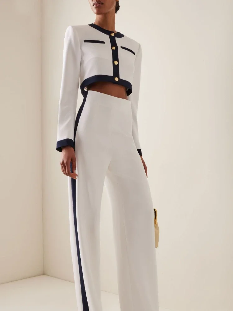 

CPSYM Модный женский комплект в стиле пэчворк, рубашка с длинным рукавом и круглым вырезом, широкие брюки, уличные комплекты из двух предметов, спортивный костюм