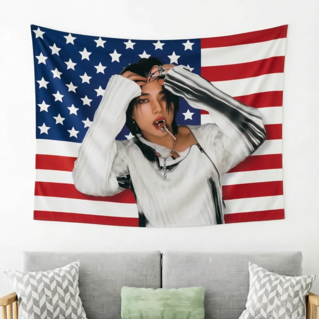 1pc American Flag Banner, Kpop Merch, Perfect Birthday & Concert Gift for Kpop Fans, Free Installation Kit