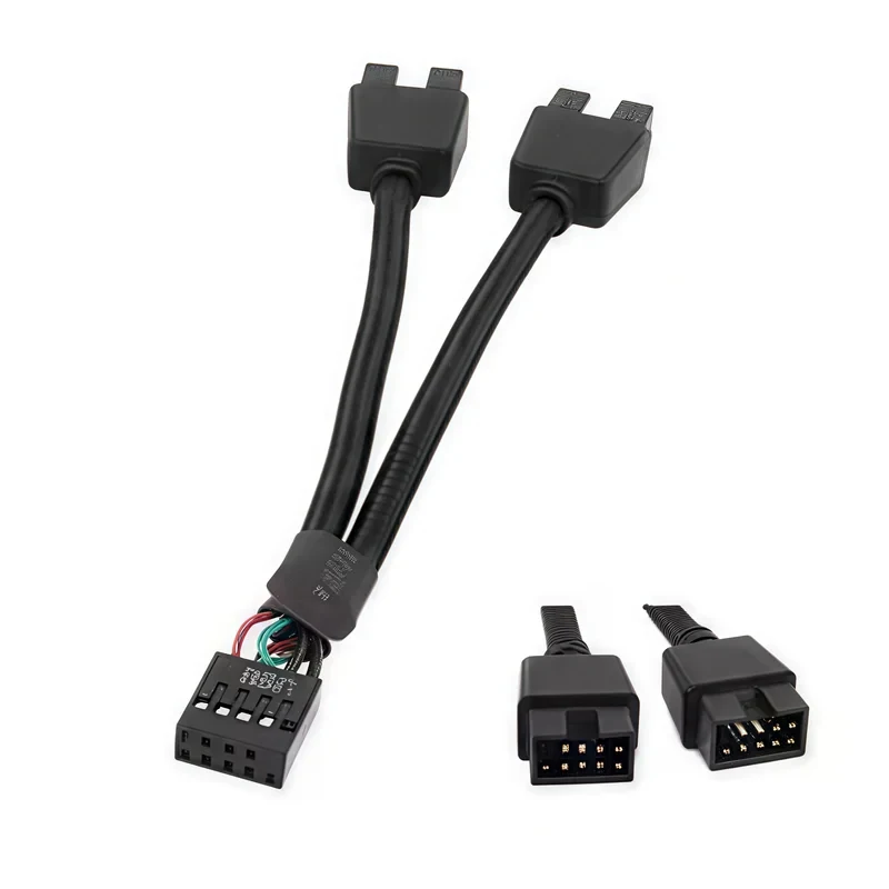 12cm 9-Pin USB 2.0 Y Splitter Cable Female to Dual Male Motherboard Extension for PC Front Panel Audio HD-2