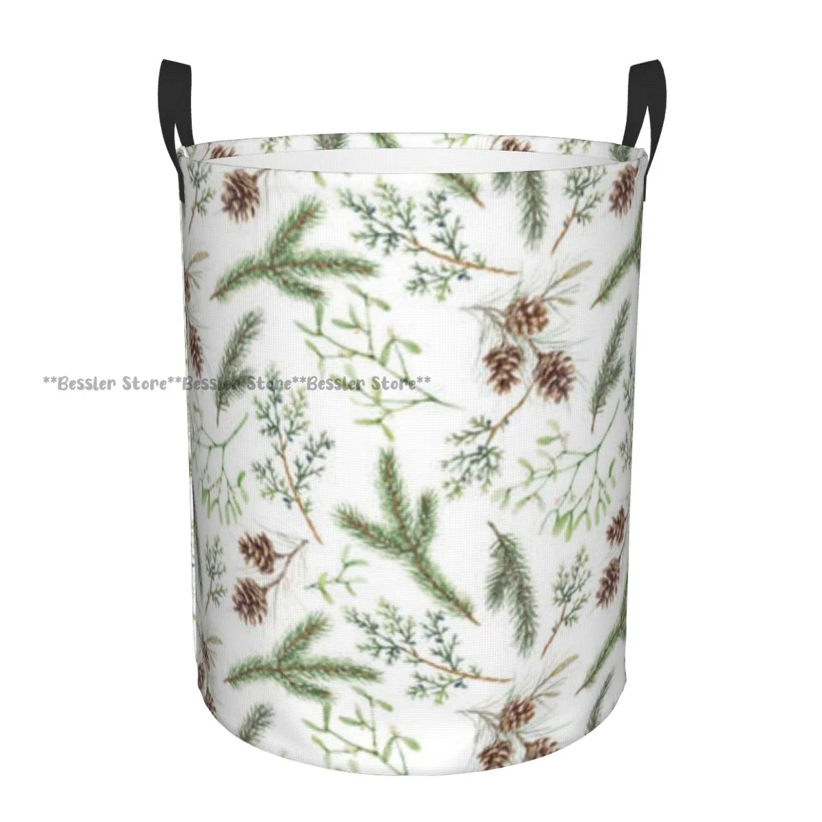 Dirty Laundry Basket Pine Tree Branches And Sepia Cone Folding Clothing Storage Bucket