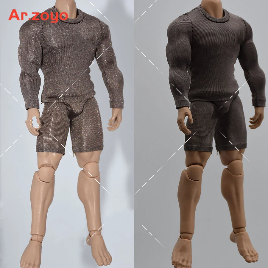 1/12 Men Soldier T Shirt Vest Boxer Briefs Soft Sexy Shorts Underpants Long Pants Bottom Shirt For 6'' Action Figure Body Dolls