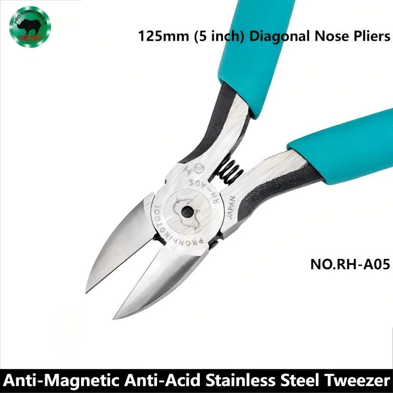 Japan RHINO RH-A05 125mm (5 inch) Diagonal Nose Pliers For Cutting Plastic Flexible Wire Component Feet Industrial Grade Pliers