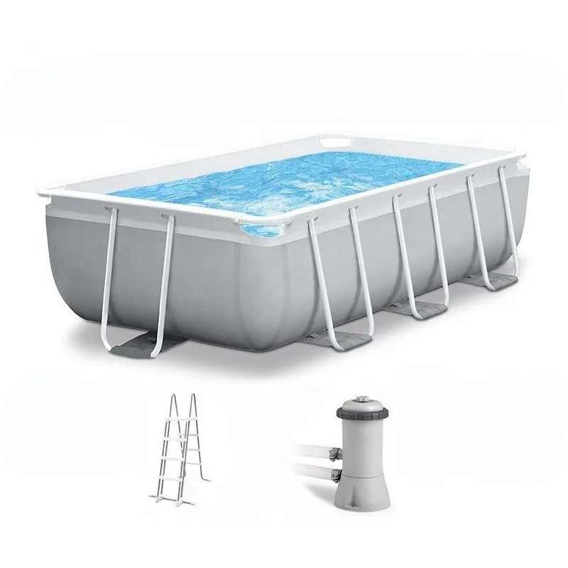 300x175x80 cm Rectangular Tubular Frame Pool, Includes Filter Pump and Ladder, Ideal for Summer Outdoor Swimming At Home