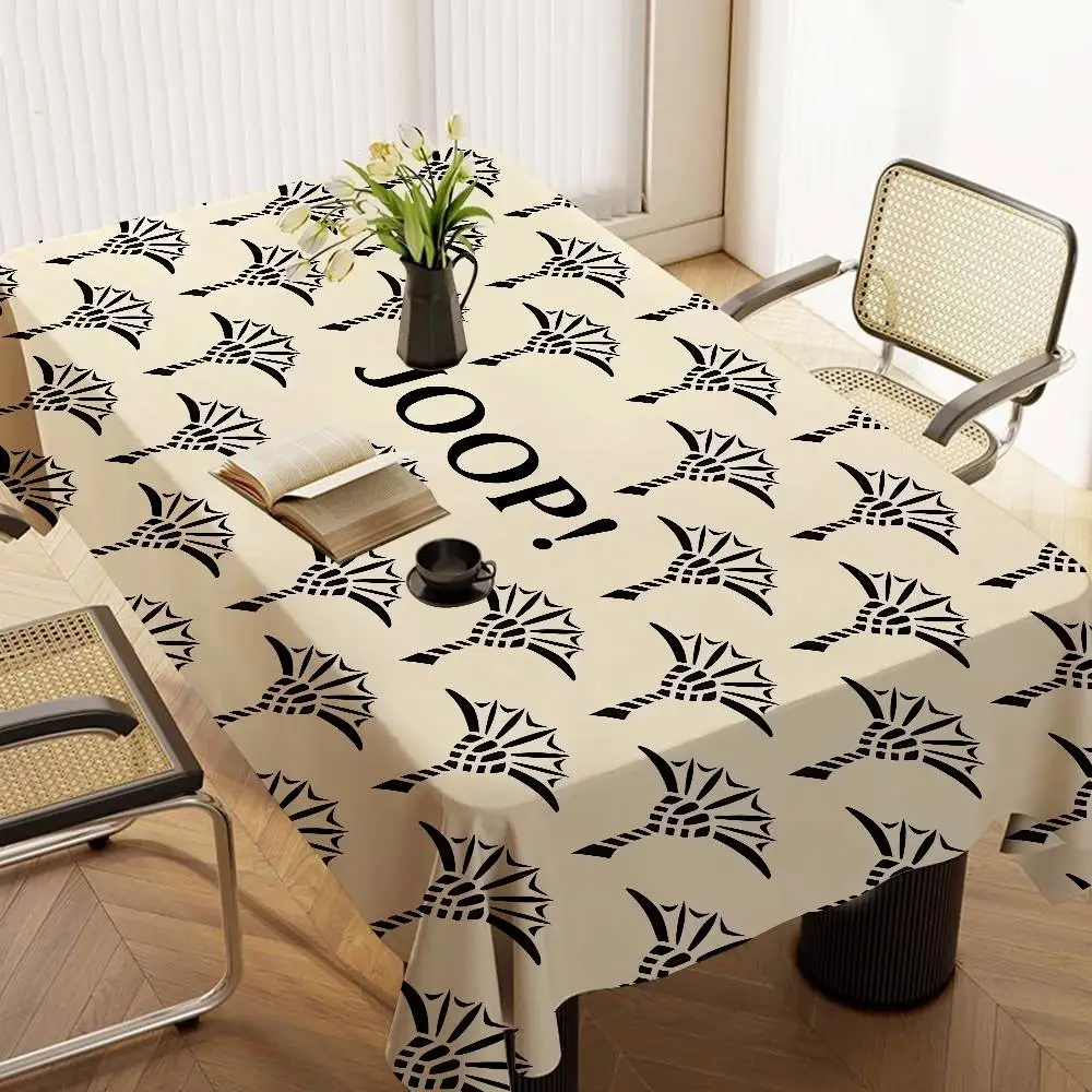 J-Joops Logo Table Stain Resistant Decorative Washable Polyester Tablecloths For Dining Table Parties And Wedding