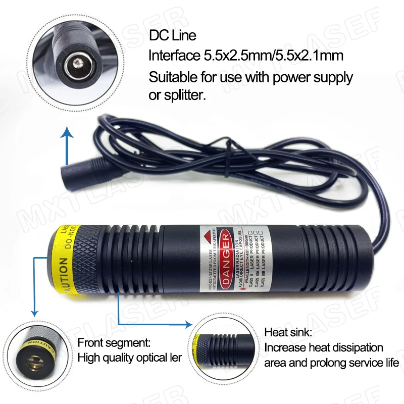 Waterproof IP67 D22mm 405nm 450nm 520nm 660nm 830nm 980nm Red/Green/Blue/Violet/IR 1mW~200mW Dot Line Cross 5V Line Laser Module