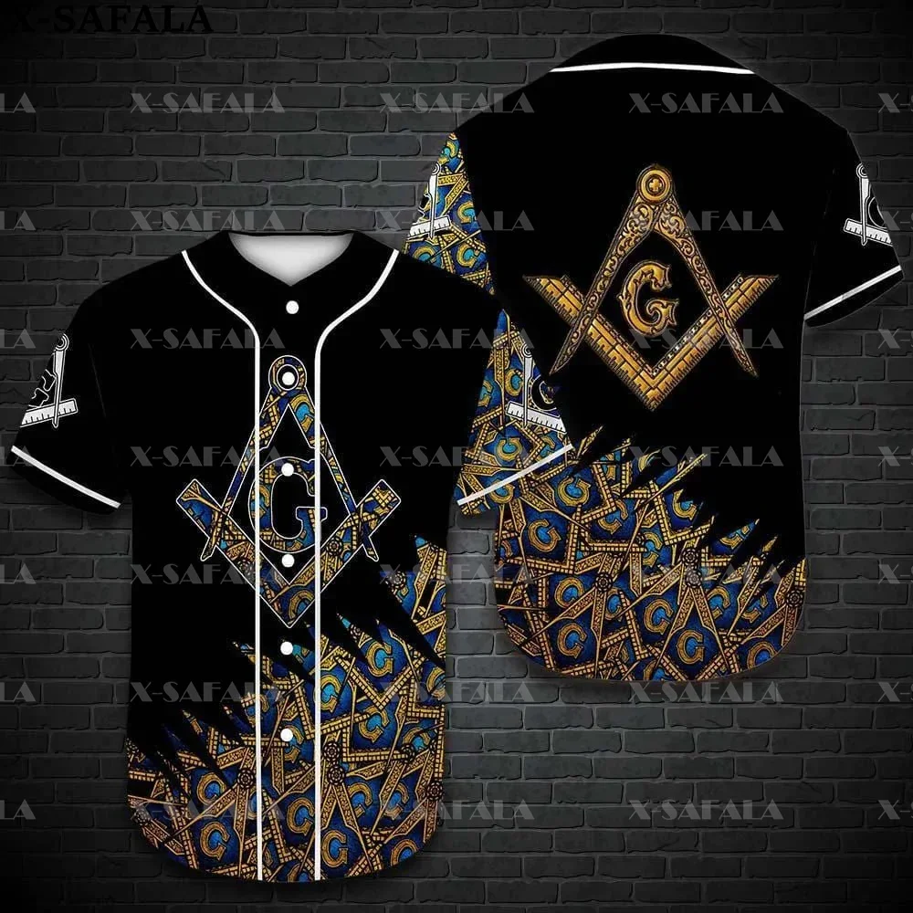 Custom Name Love FREEMASON Masonic Mason 3D Printed Baseball Jersey Summer Shirt Men\'s Tops Tee Oversized Streetwear-1