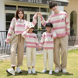 Family Matching Outfits Spring &Autumn Mum Daughter Dad Son Sweatshirt Trousers Travel Family Look Adults Kids T-shirt Holiday