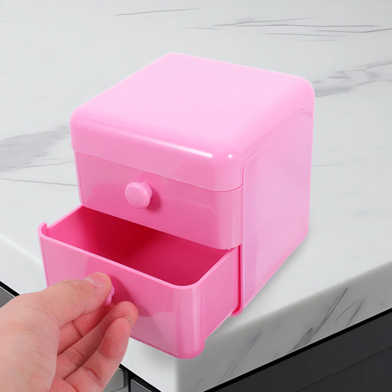 Cute Pink Lid Drawer Jewelry Organizer Box for Spacious Compartmentalized Storage Chest for Earrings Bracelets Hair Clips
