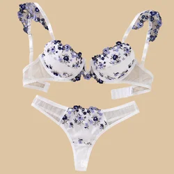 Lingeries Sexy Set Floral Embroidery Push Up Lingerie See through Bra Sets 2pcs Lady Fancy Underwear Delicate Intimate Lingerie