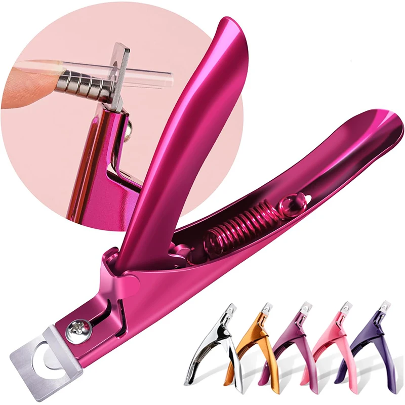 Cortador profesional de uñas postizas, cortador de puntas tipo U, recortador de bordes de uñas acrílicas, acero inoxidable, herramientas de manicura