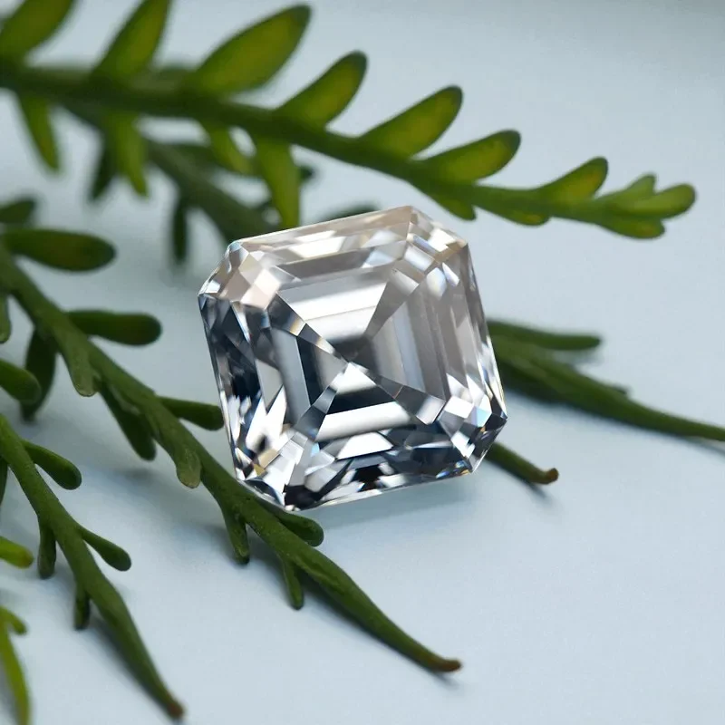 

Moissanite Stone Asscher Cut Grey color VVS1 Loose Gemstone Beads with GRA Certificate For Jewelry Making
