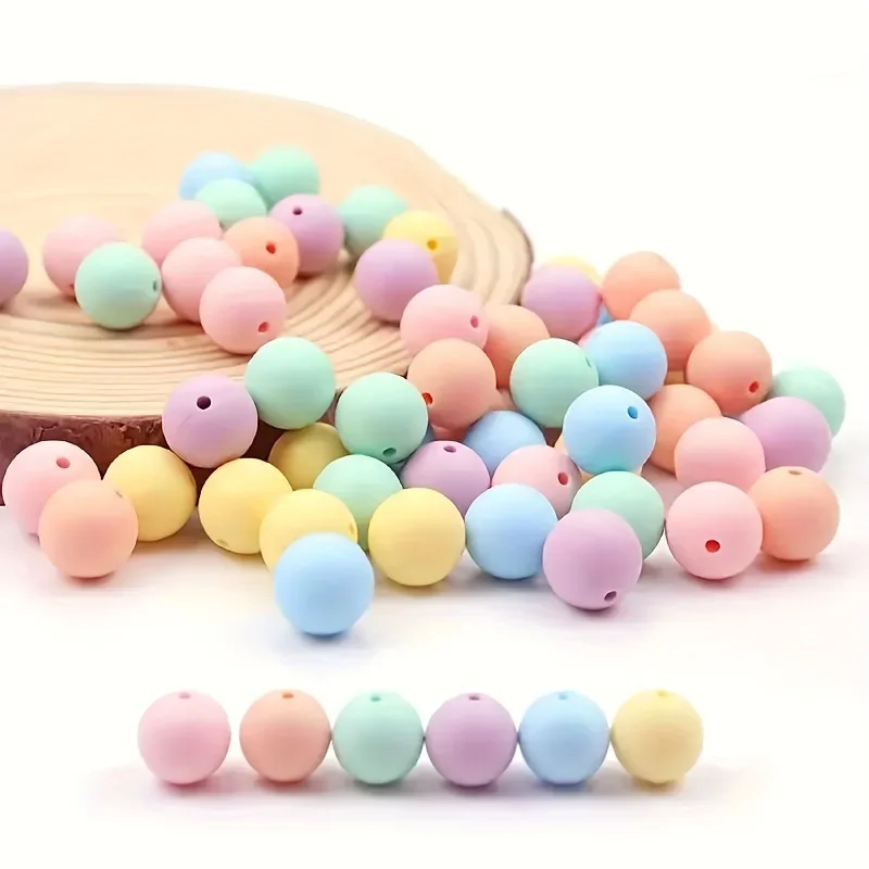 Candy Colorful Silicone Beads For Jewelry Making DIY Anti-Drop Key Bag Chain Bracelet Hanging Decoration Handmade Craft Supplies
