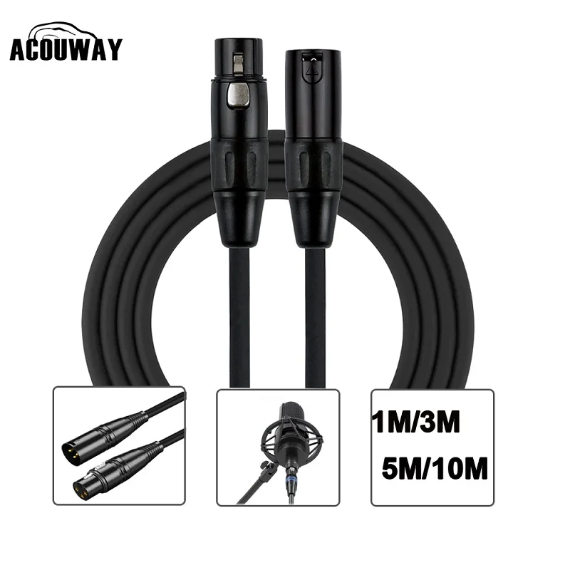 

Кабель для микрофона ACOUWAY XLR (штекер-гнездо), аудиокабель XLR M/F 3-контактный, 1м/3м/5м/10 метров, кабель-переходник Cannon Aux