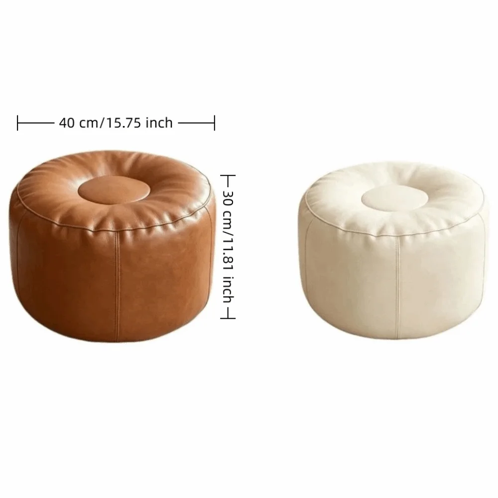 PU Leather Pumpkin Pouf Cover Non-Slip Minimalist Seat Cushion Cover Large Capacity Unstuffed Bean Bag Cover Bedroom