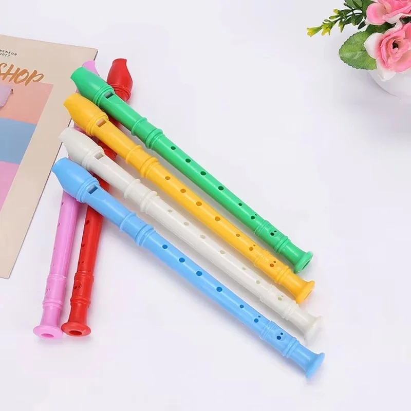 8 Holes Plastic Flute Colorful Recorder Woodwind Instrument For Beginner Musical Educational Children Toys With Cleaning Stick