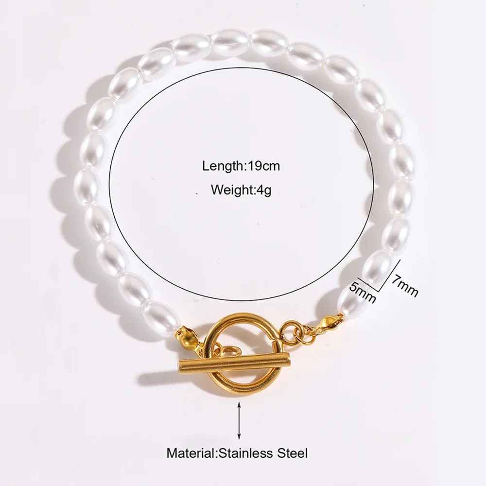 Minimally New High-end and Atmospheric Women's Imitation Pearl Stainless Steel Bracelet Jewelry Can Be DIY Jewelry Gift Wholesal