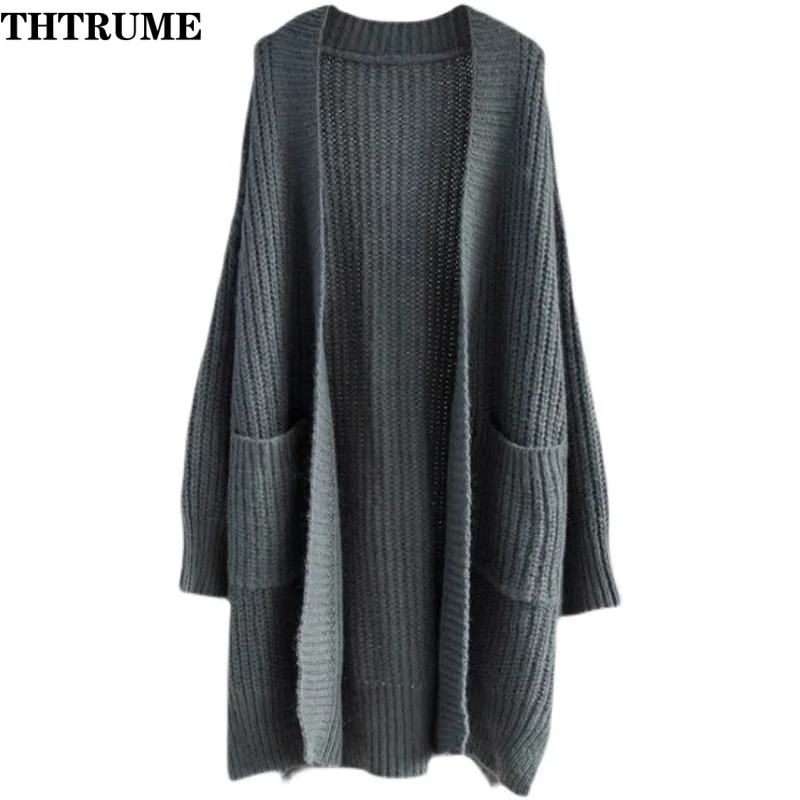 Elegant Women Autumn Thick Sweaters Fashion Long Sleeve Knit Korean Open Stitch Jumpers Tops Casual Communte Loose New Cardigans