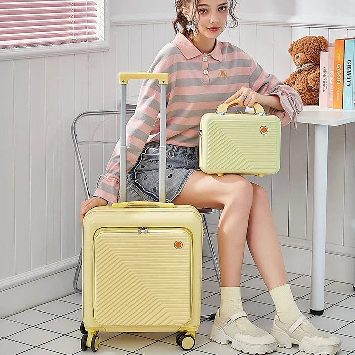 

2024 New Front Opening Boarding Suitcase,cabin Female Small Bag,18inch Travel Rolling Luggage Set,carry on Suitcase with Wheel